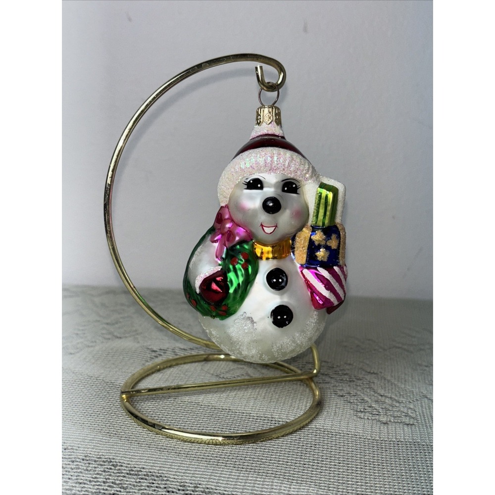 Christopher Radko 'Wee Frosty' Glass Christmas Ornament Snowman Presents Glitter